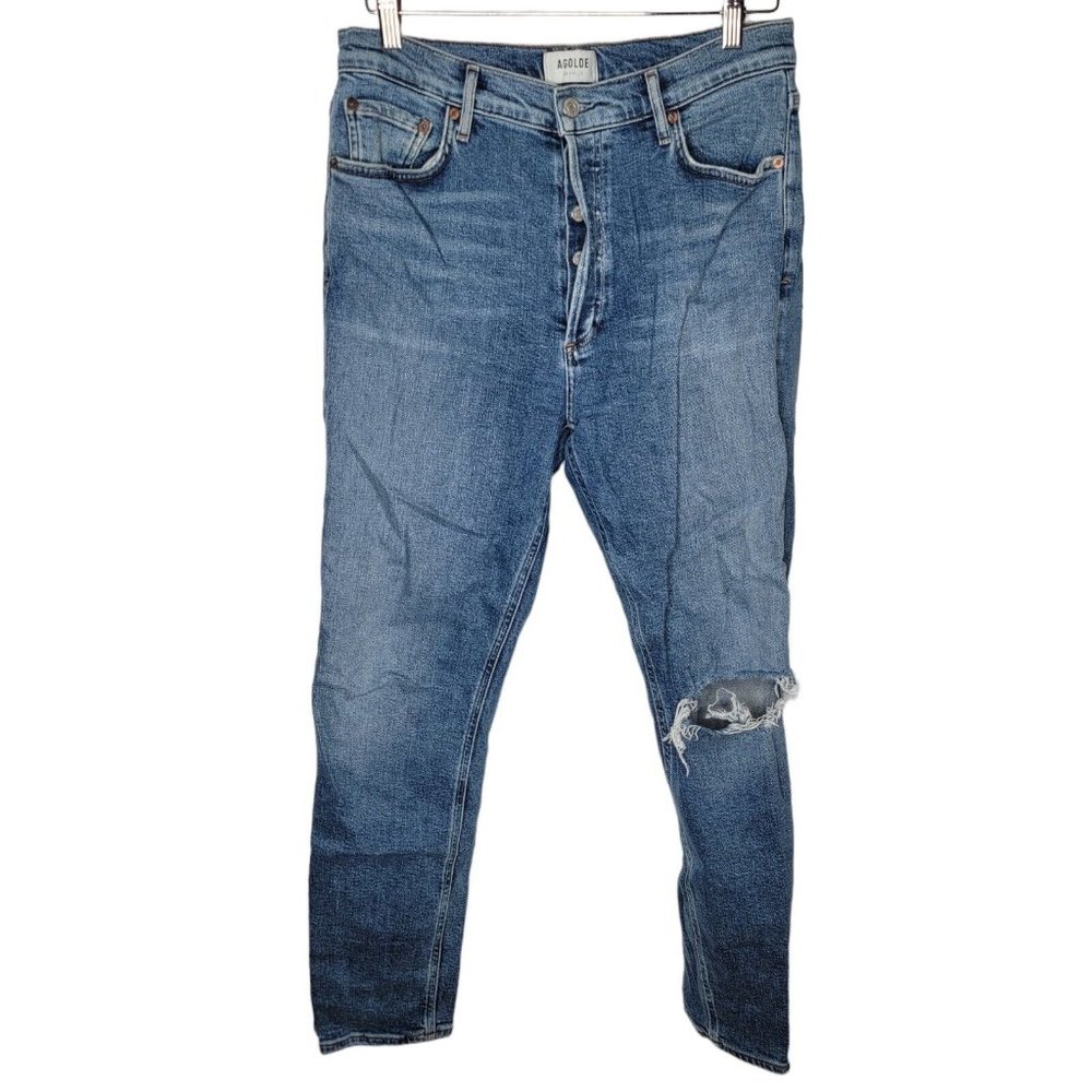 AGOLDE Size 29 Nico Medium Wash Blue Women's‎ Destroyed Skinny Denim Jeans